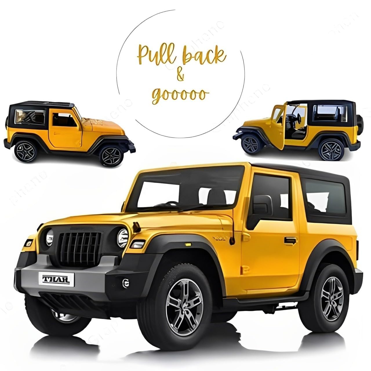 GRAPHENE 1:32 Scale DieCast Metal Pull-Back Action Openable Doors 4x4 Thar/Jeep Premium Car Toy for Kids Realistic Miniature Model Gift 2+yrs Girls Boys Available