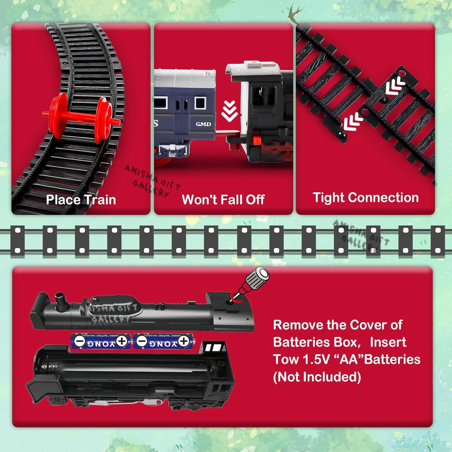 Amisha Gift Gallery Indian Passenger Toy Train Set | Battery Operated Train Railway Tracks for Kids | Toys for Kids 3+ Years Small Passenger Train Assorted Colour (Battery Not Added)