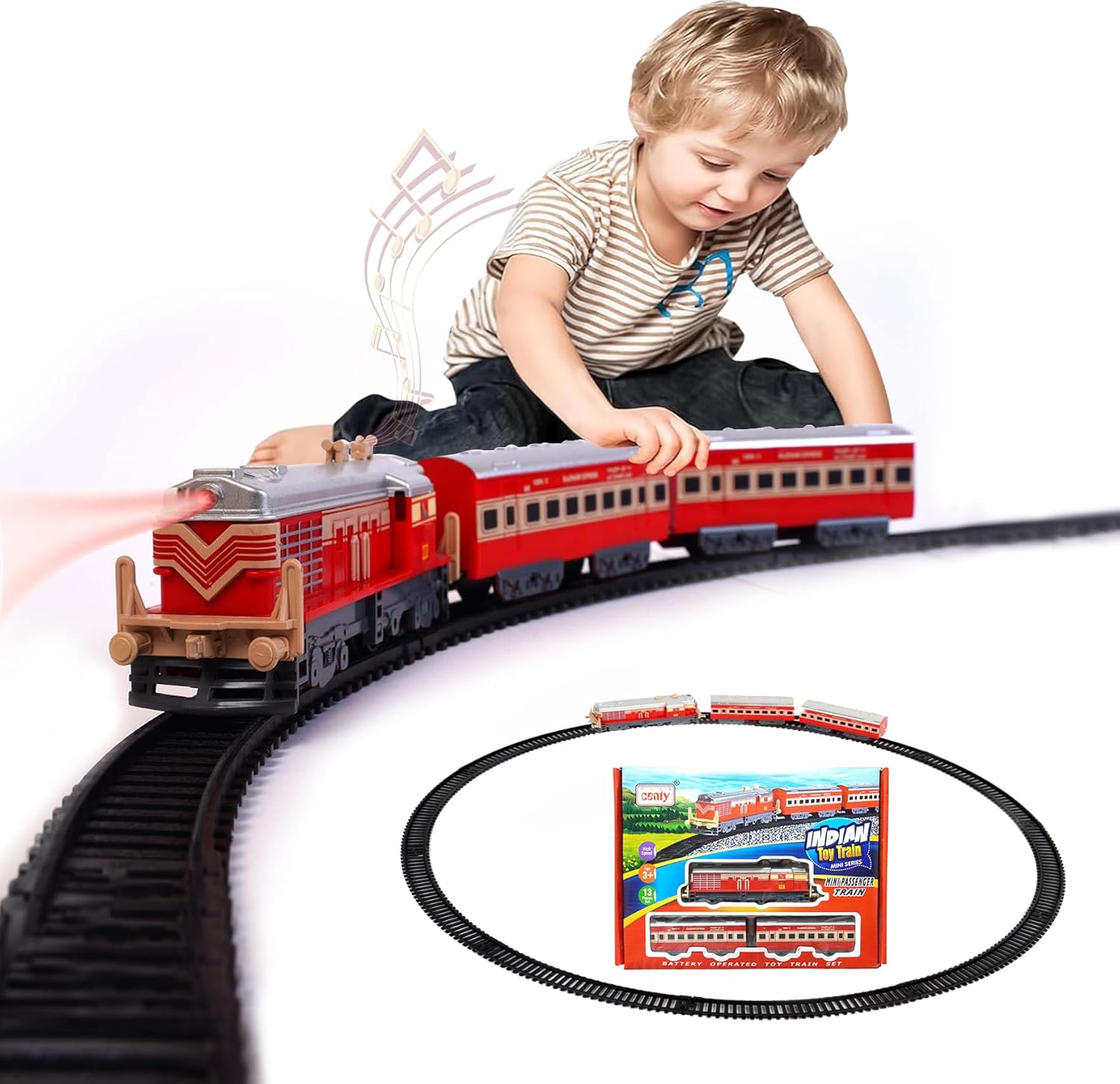 Amisha Gift Gallery Indian Passenger Toy Train Set | Battery Operated Train Railway Tracks for Kids | Toys for Kids 3+ Years Small Passenger Train Assorted Colour (Battery Not Added)
